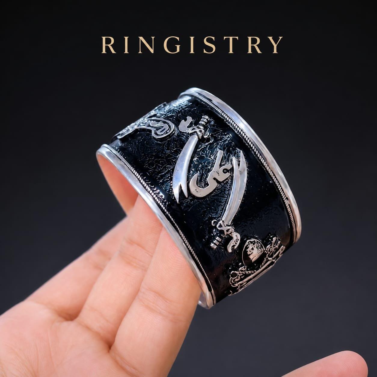 Sterling Silver Zulfiqar Sword Islamic Cuff Bracelet, Imam Hussain Shia Bangle