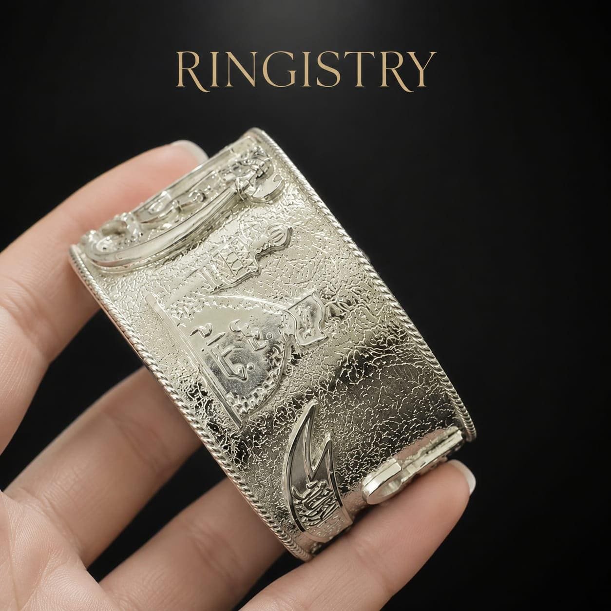 925 Sterling Silver Zulfiqar Sword Cuff Bracelet, Imam Ali Calligraphy Bangle - Image 6