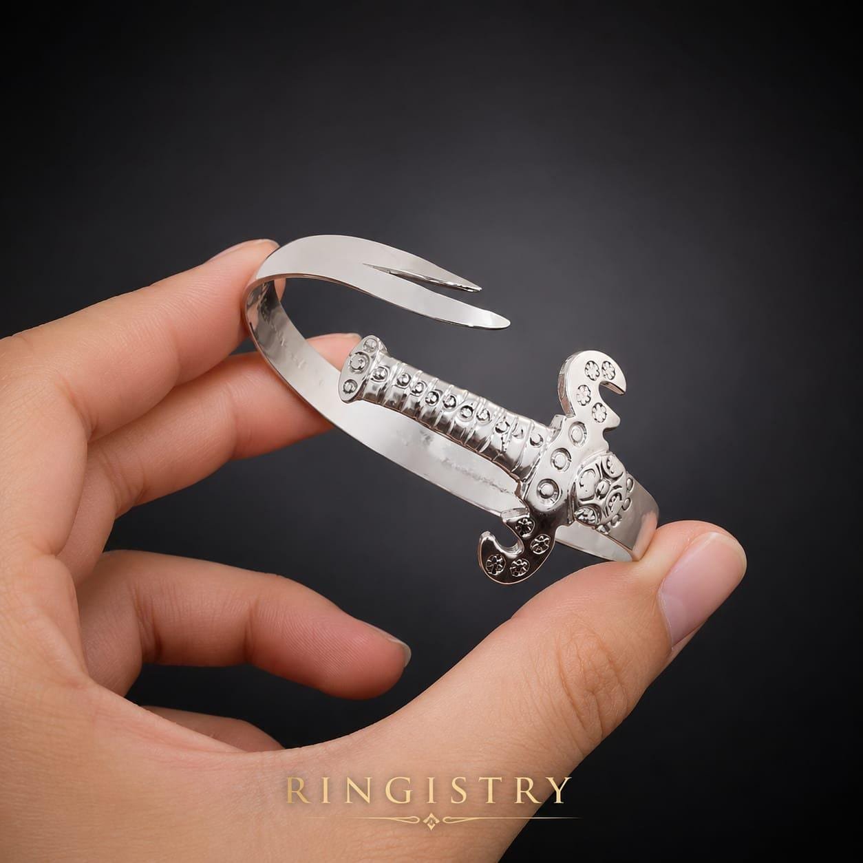 Zulfiqar Sword Cuff Bracelet, 925 Sterling Silver Islamic Bangle, Imam Ali Inspired Shia Muslim - Image 3