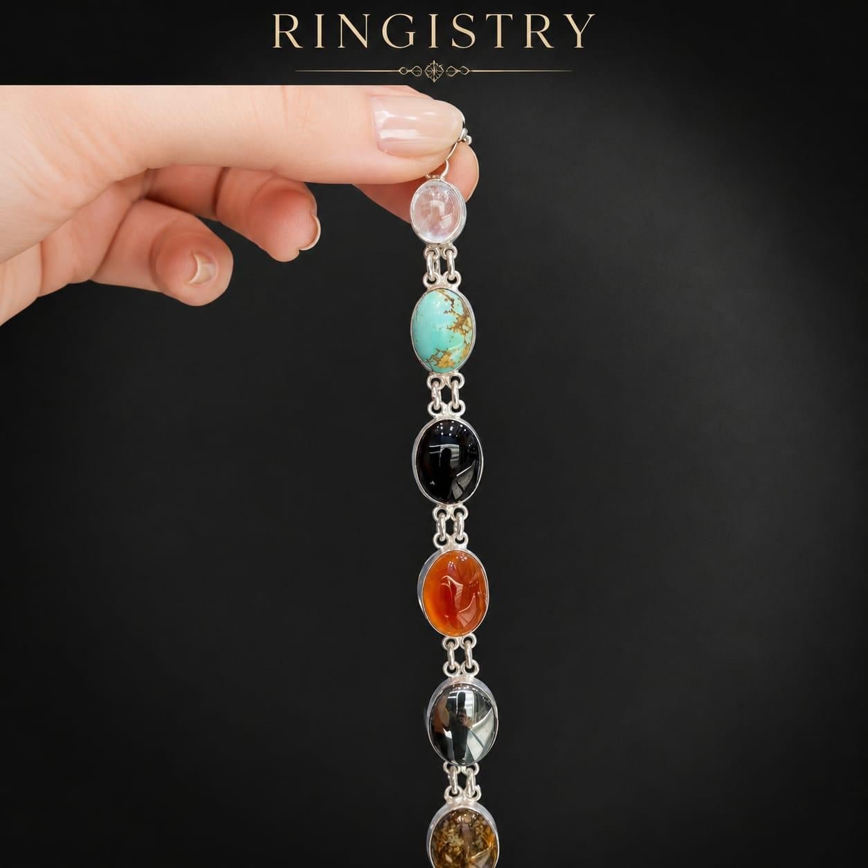 Handmade Sterling Silver Multi Gemstone Bracelet, Adjustable Chakra Jewelry for Women - Image 5