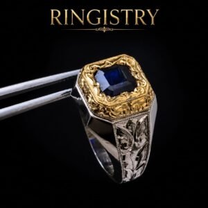 Natural Kashmiri Blue Sapphire Ring, Square Cut, 925 Sterling Silver, Handmade ring