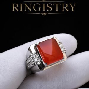 Handmade Red Agate Ring, Yemeni Aqeeq Sterling Silver ring, Islamic Men’s Jewelry, Turkish Style Statement Ring