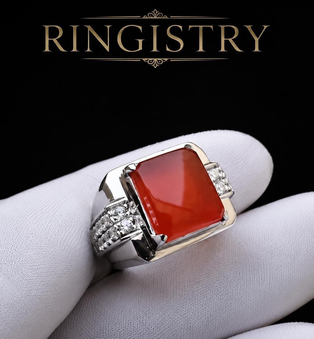 Handmade Red Agate Ring, Yemeni Aqeeq Sterling Silver ring, Islamic Men’s Jewelry, Turkish Style Statement Ring