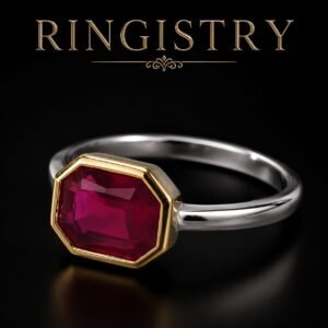 Natural Ruby Ring | Bezel Set 925 Sterling Silver Two Tone Ring | Ya Ali Engraved Promise Ring | July Birthstone Gift for Her