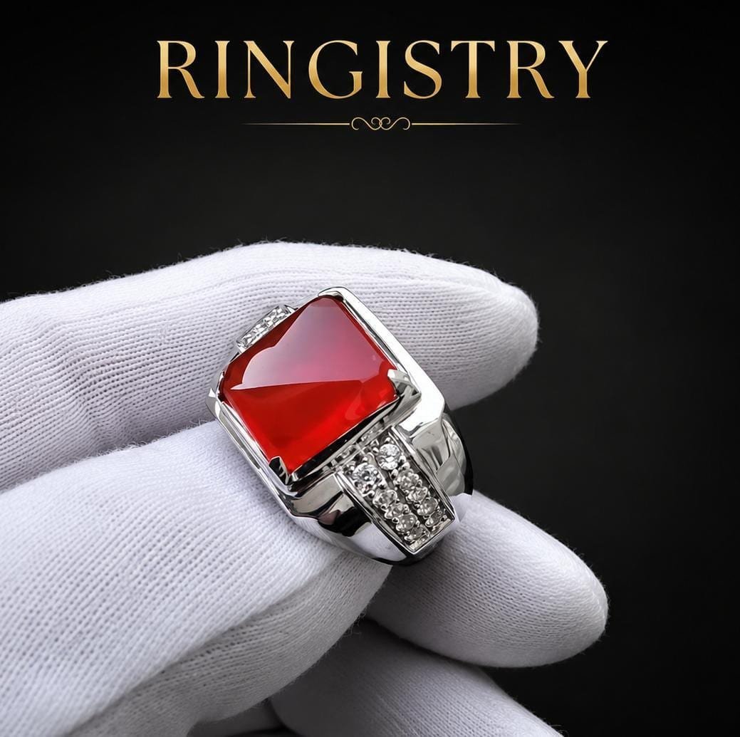 Handmade Red Agate Ring, Yemeni Aqeeq Sterling Silver ring, Islamic Men’s Jewelry, Turkish Style Statement Ring - Image 4