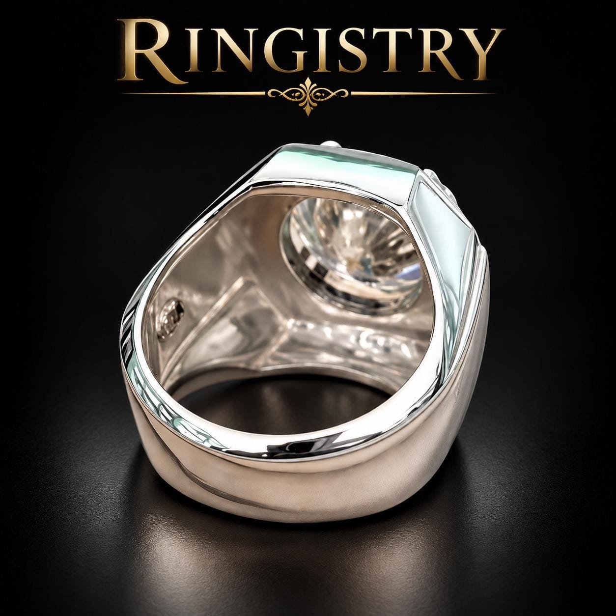 Men's White Moissanite Ring, 925 Sterling Silver, Round Cut Statement Ring, Engagement Gift for Him - Image 5